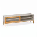 Ver imagem 4 de Rack para TV 65 Polegadas 182cm em Madeira Maciça/MDF e Vidro Canelado Mel/Off White