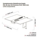 Ver imagem 3 de Complemento de Mesa Plataforma para Coworking para 2 Pessoas 120x140 120cm Industrial Cinza e Branco