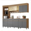 Ver imagem 2 de Cozinha 5 Peças 7 Portas 1 Porta Vidro 4 Gavetas Torre Angular Realeza Premium 265 Cm Mdf Nesher