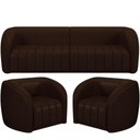 Ver imagem 1 de Kit Sofá 5 Lugares para Sala 332cm com 02 Poltronas Lazio M03 Corano Marrom - Lyam Decor