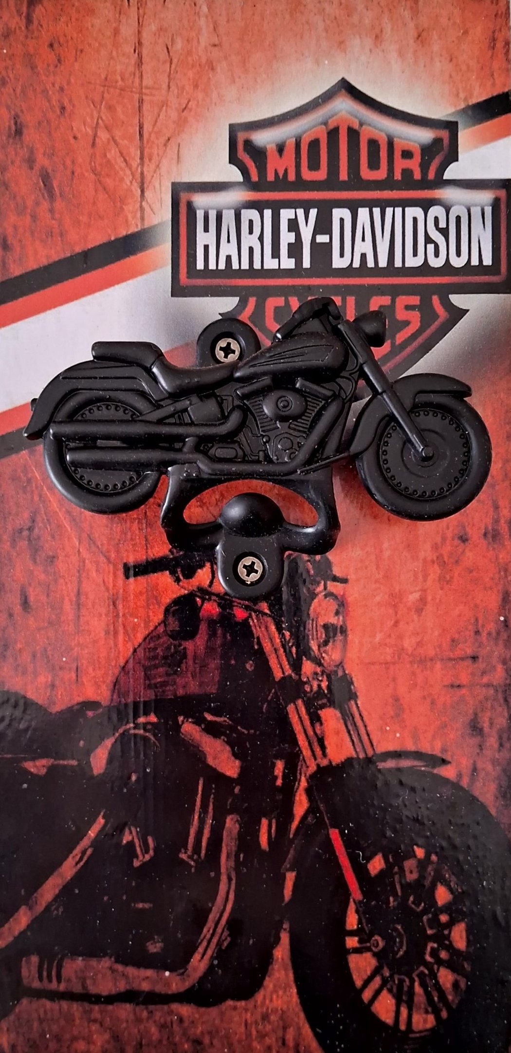 Abridor de Garrafas de Parede - Madeira Pinus - com Imã - Harley Davidson - 24x12cm - Cerveja Churra