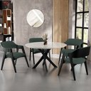 Ver imagem 2 de Kit 4 Cadeiras Sala de Jantar Estar Living Estofada Suran L02 Preto Suede Verde Musgo - Lyam Decor