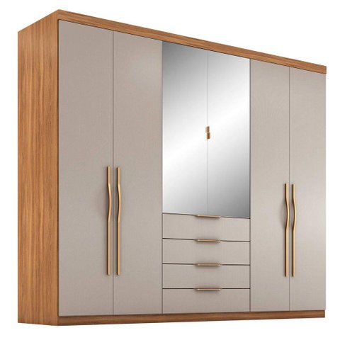 Guarda Roupa Casal 6 Portas com Espelho Giardino Amendola Touch/nude Prime Tx - Demóbile