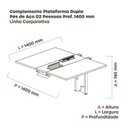 Ver imagem 3 de Complemento de Mesa Plataforma para Coworking para 2 Pessoas 140x140 140cm Industrial Branco