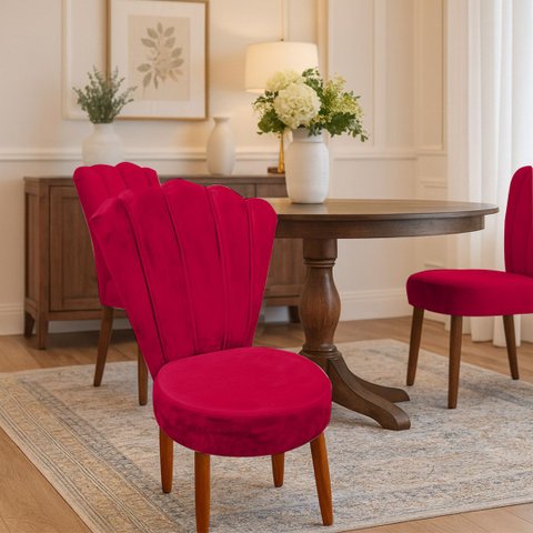 Conjunto 2 Cadeiras Estofadas Sala de Jantar Anna Suede Vermelho