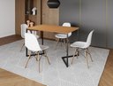 Ver imagem 1 de Mesa Industrial Base Ferro Preto em V Tampo 137x90 Canela 4 Cadeiras Eames Madeira Assento Branco