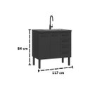 Ver imagem 5 de Gabinete de Pia Cozinha 117cm 100% Aço 2 Porta e 4 Gavetas:Preto