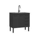 Ver imagem 1 de Gabinete de Pia Cozinha 117cm 100% Aço 2 Porta e 4 Gavetas:Preto
