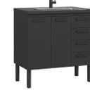 Ver imagem 3 de Gabinete de Pia Cozinha 117cm 100% Aço 2 Porta e 4 Gavetas:Preto