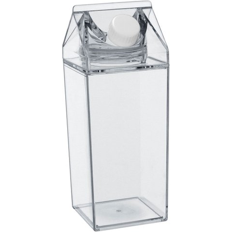 Garrafa Caixa de Leite Leiteira Home&co com Duas Tampas Acrilico 750ml 20x7x7cm Transparente