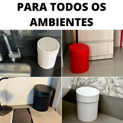 Lixeira Cesto 5l Click Abre Fácil com Tampa Esconde Sacola Cor Vermelha , Decora Todos Ambientes
