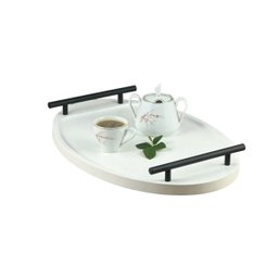 Bandeja Cantinho Café Decorativa da Manhã Escritório 46x26:branco/preto Fosco - 5