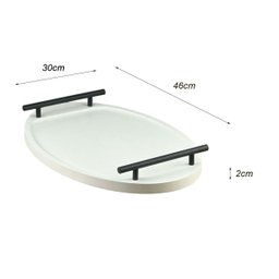 Bandeja Cantinho Café Decorativa da Manhã Escritório 46x26:branco/preto Fosco - 8