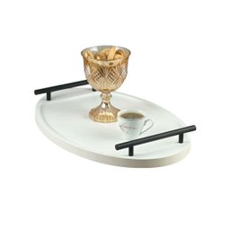 Bandeja Cantinho Café Decorativa da Manhã Escritório 46x26:branco/preto Fosco - 3