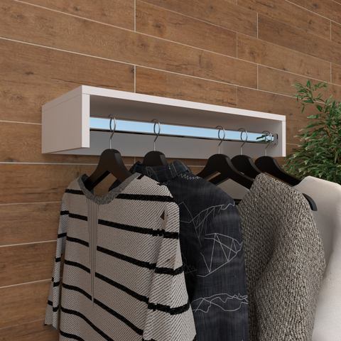 Cabideiro de Parede Suspenso 70x25x13,5 Branco