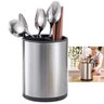 Porta Talheres Utensilios Base Giratoria Inox Bancada Cozinha Suporte Pia Mesa Organizaçao Limpeza M - 1