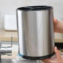 Ver imagem 7 de Porta Talheres Utensilios Base Giratoria Inox Bancada Cozinha Suporte Pia Mesa Organizaçao Limpeza M