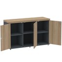Ver imagem 3 de Armário Baixo Credenza PE40 Pandin 121,50 cm (largura) MDP Cor Noce Naturalle e Grafito Três