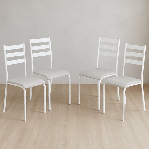 Kit 4 Cadeiras para Cozinha e Sala de Jantar 541.Sli Branco/Cinza