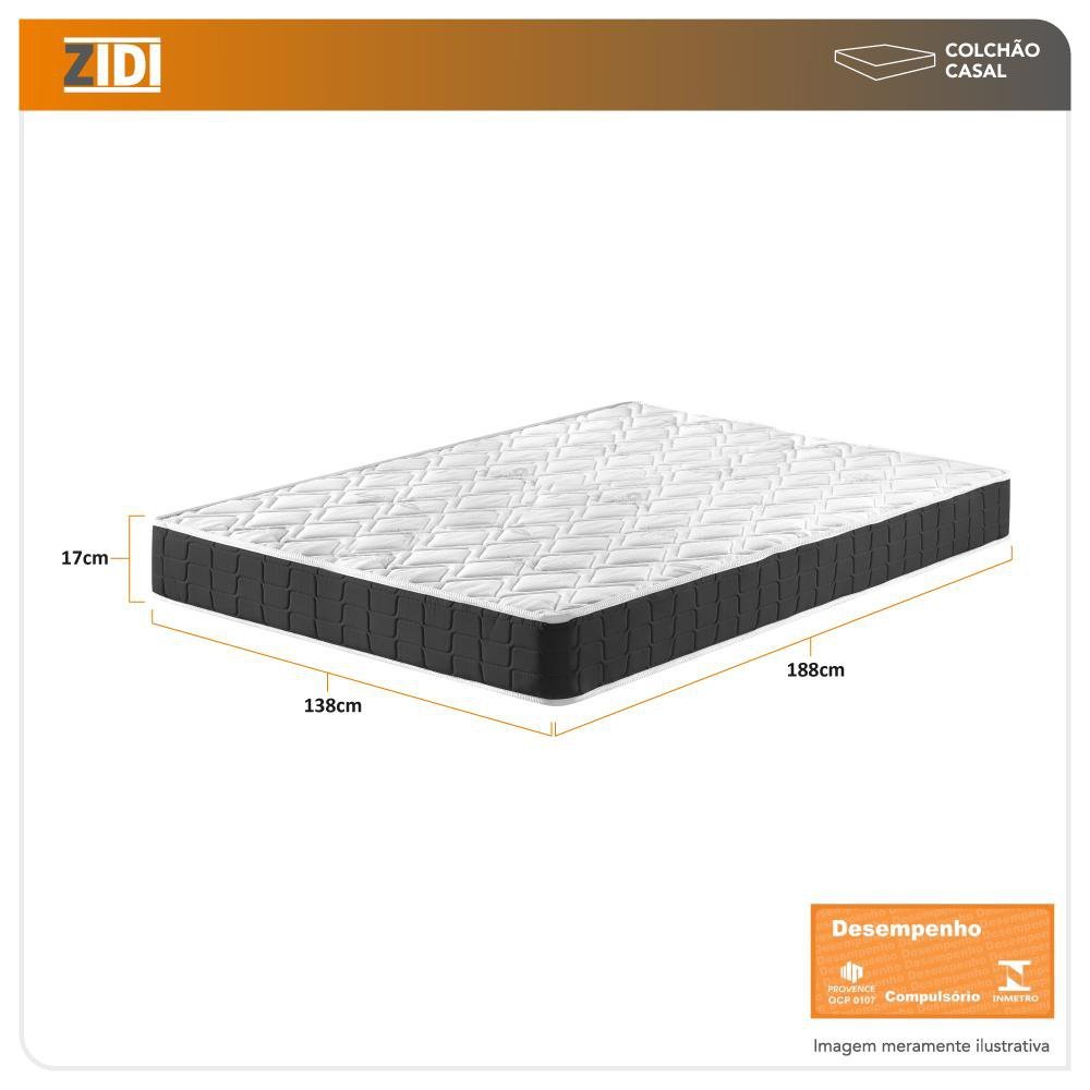 Colchão Casal Madison Espuma D20 Bordado 138x188x17cm | MadeiraMadeira