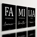 Ver imagem 1 de Kit 3 Quadro Decorativo Família Amor Sala Quarto Qualidade Premium 28x20cm