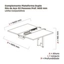 Ver imagem 3 de Complemento de Mesa Plataforma para Coworking para 2 Pessoas 160x140 160cm Industrial Grafito Cinza