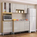 Ver imagem 2 de Armário de Cozinha Compacta Completa 244cm Balcão e Pia Inox Livy P11 Damasco/Off White - Mpozenato