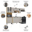 Ver imagem 3 de Armário de Cozinha Compacta Completa 244cm Balcão e Pia Inox Livy P11 Damasco/Off White - Mpozenato