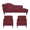 Ver imagem 1 de Kit Divã Cancun 185cm Braço Direito + 2 Poltronas Genesis com Strass Suede: Vinho