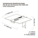 Ver imagem 3 de Complemento de Mesa Plataforma para Coworking para 2 Pessoas 160x140 160cm Industrial Cinza