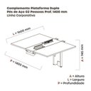 Ver imagem 3 de Complemento de Mesa Plataforma para Coworking para 2 Pessoas 160x140 160cm Industrial Branco