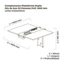 Ver imagem 3 de Complemento de Mesa Plataforma para Coworking para 2 Pessoas 160x140 160cm Industrial Branco