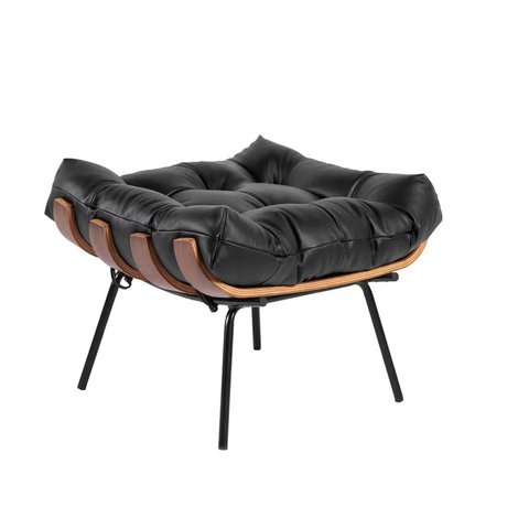 Puff Decorativo Costela Sala E Escritório Couríssimo Preto