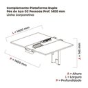 Ver imagem 3 de Complemento de Mesa Plataforma para Coworking para 2 Pessoas 160x140 160cm Industrial Nogueira Casablanca E Branco