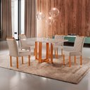 Ver imagem 2 de Conjunto Sala de Jantar Cristal Mesa Tampo de Vidro 4 Cadeiras Madeira Maciça Móveis Mundial