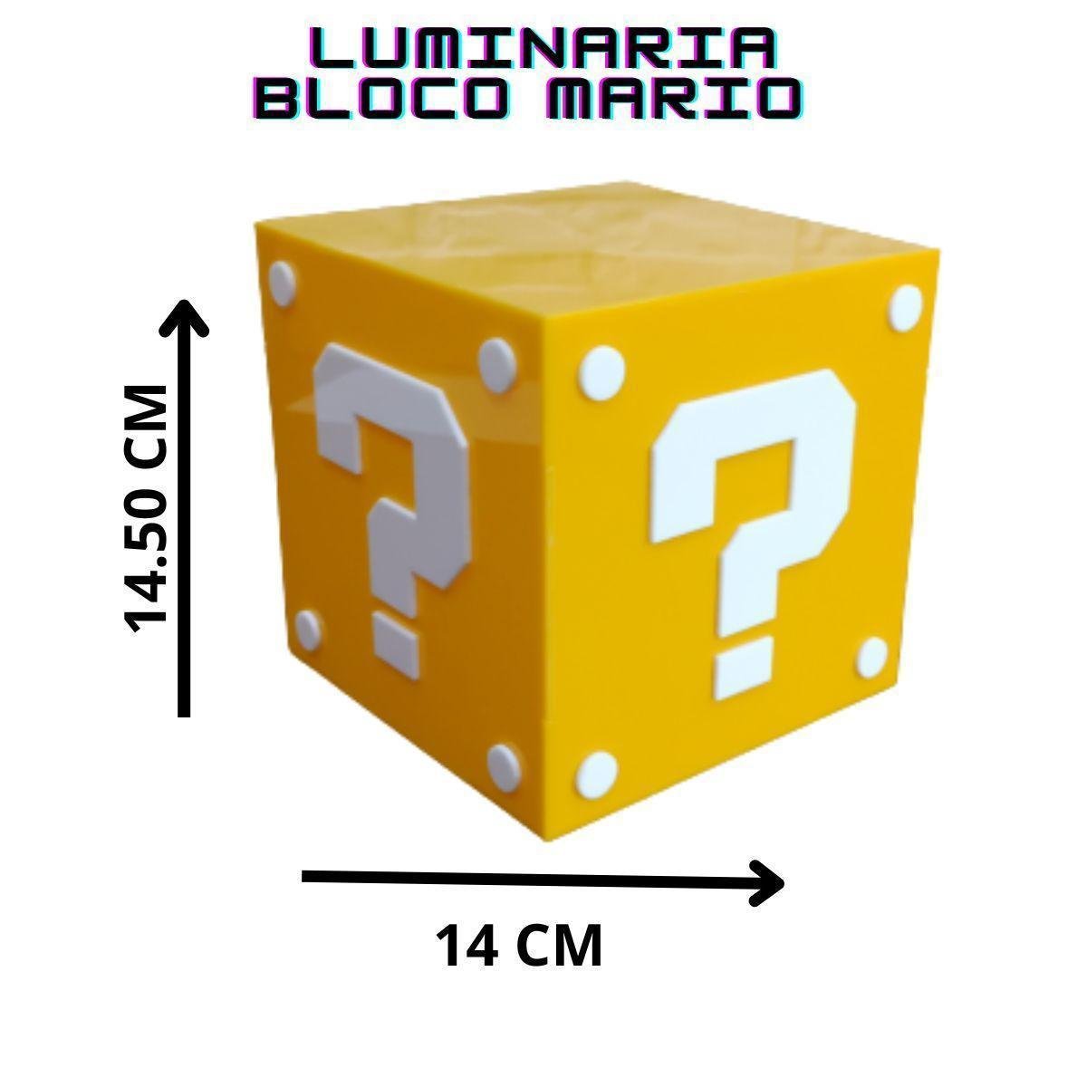 Luminaria Abajur de Mesa Amarelo Branco Mario Bros Grande - 3