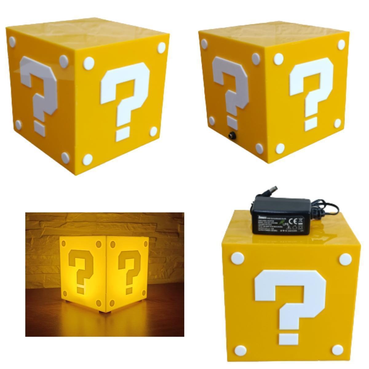 Luminaria Abajur de Mesa Amarelo Branco Mario Bros Grande - 7