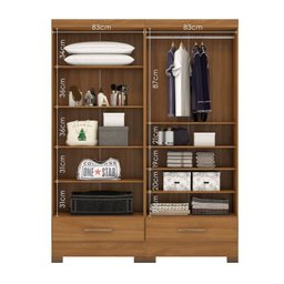 Quarto Modulado 2 Peças 4 Portas 2 Gavetas Smart Plus Espresso Móveis - 7