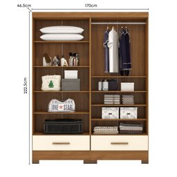 Quarto Modulado 2 Peças 4 Portas 2 Gavetas Smart Plus Espresso Móveis - 6