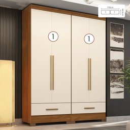 Quarto Modulado 2 Peças 4 Portas 2 Gavetas Smart Plus Espresso Móveis - 2