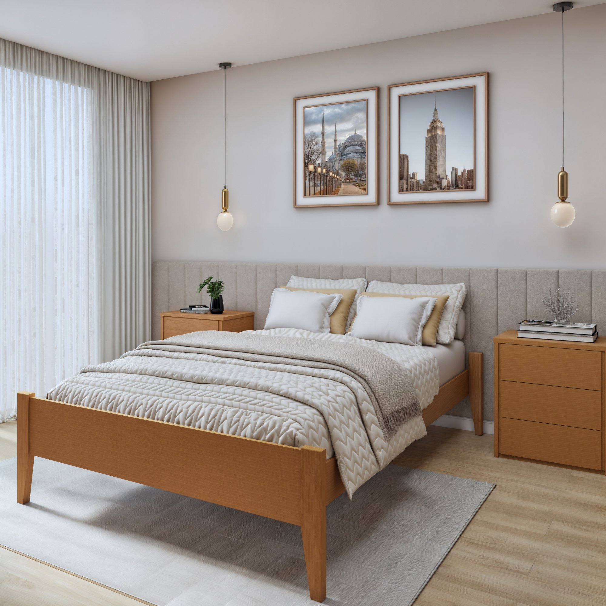 Cama Queen 160cm Turca Slim em Madeira Maciça