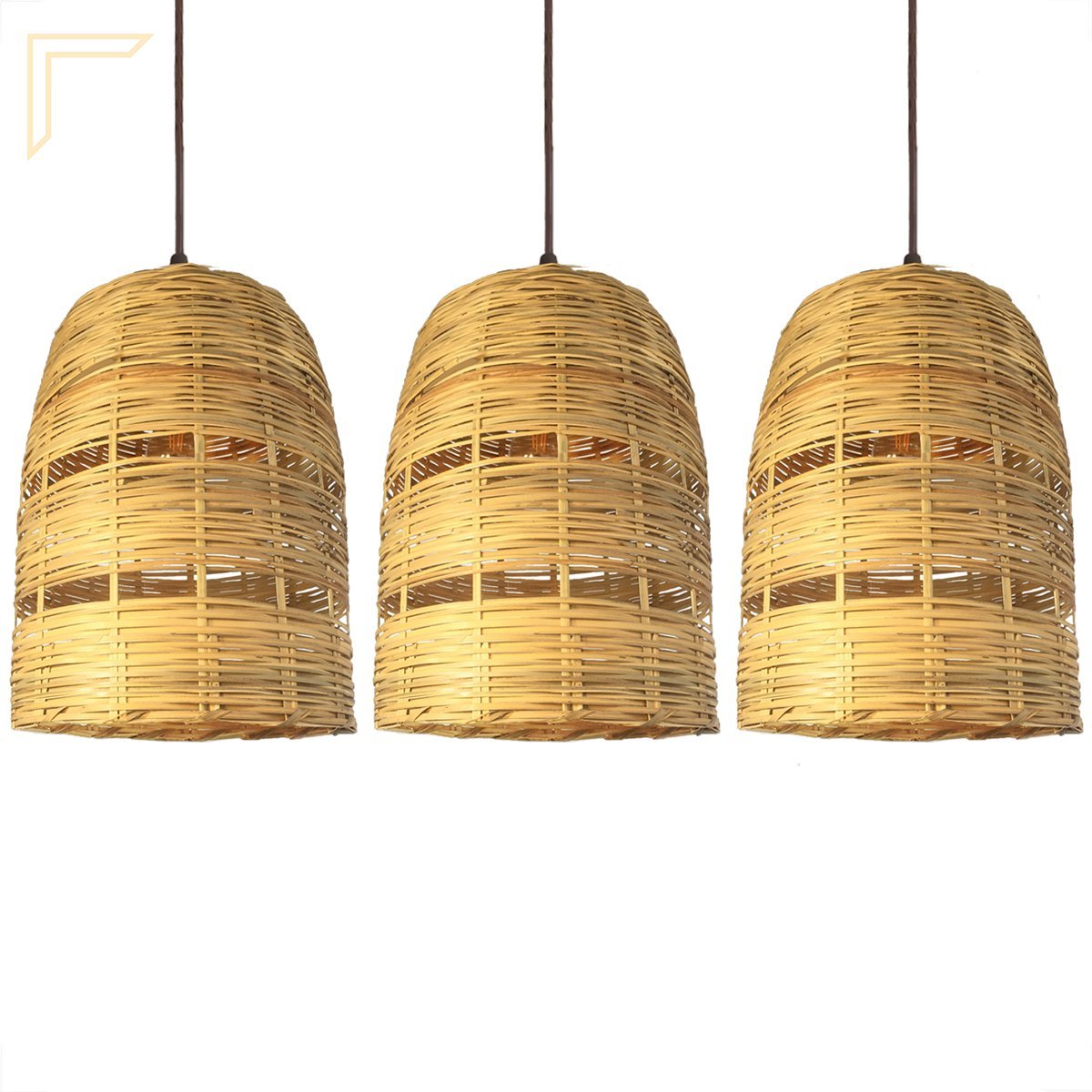3 Pendente de Palha Artesanal Rustico Fibra Natural Trancoso Nat24 ...