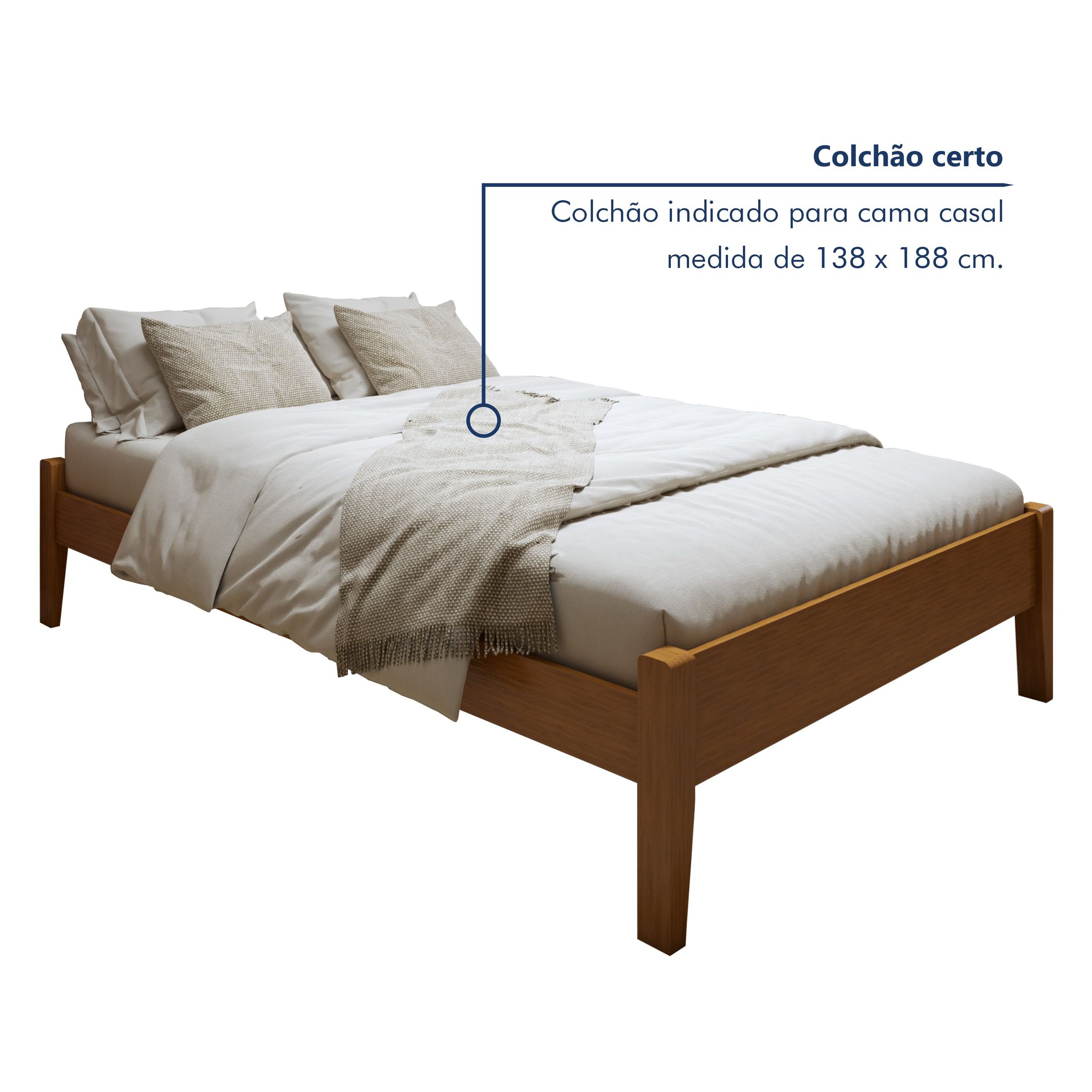 Cama Casal 140cm Turca Slim em Madeira Maciça - 3