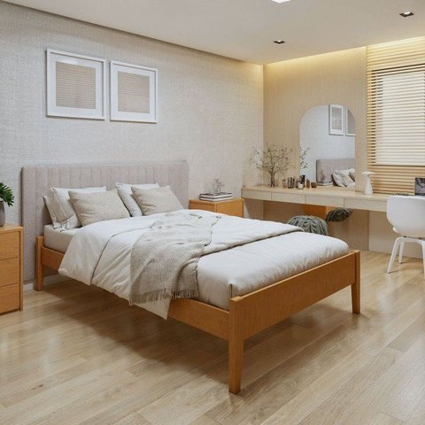 Cama Casal 140cm Turca Slim em Madeira Maciça