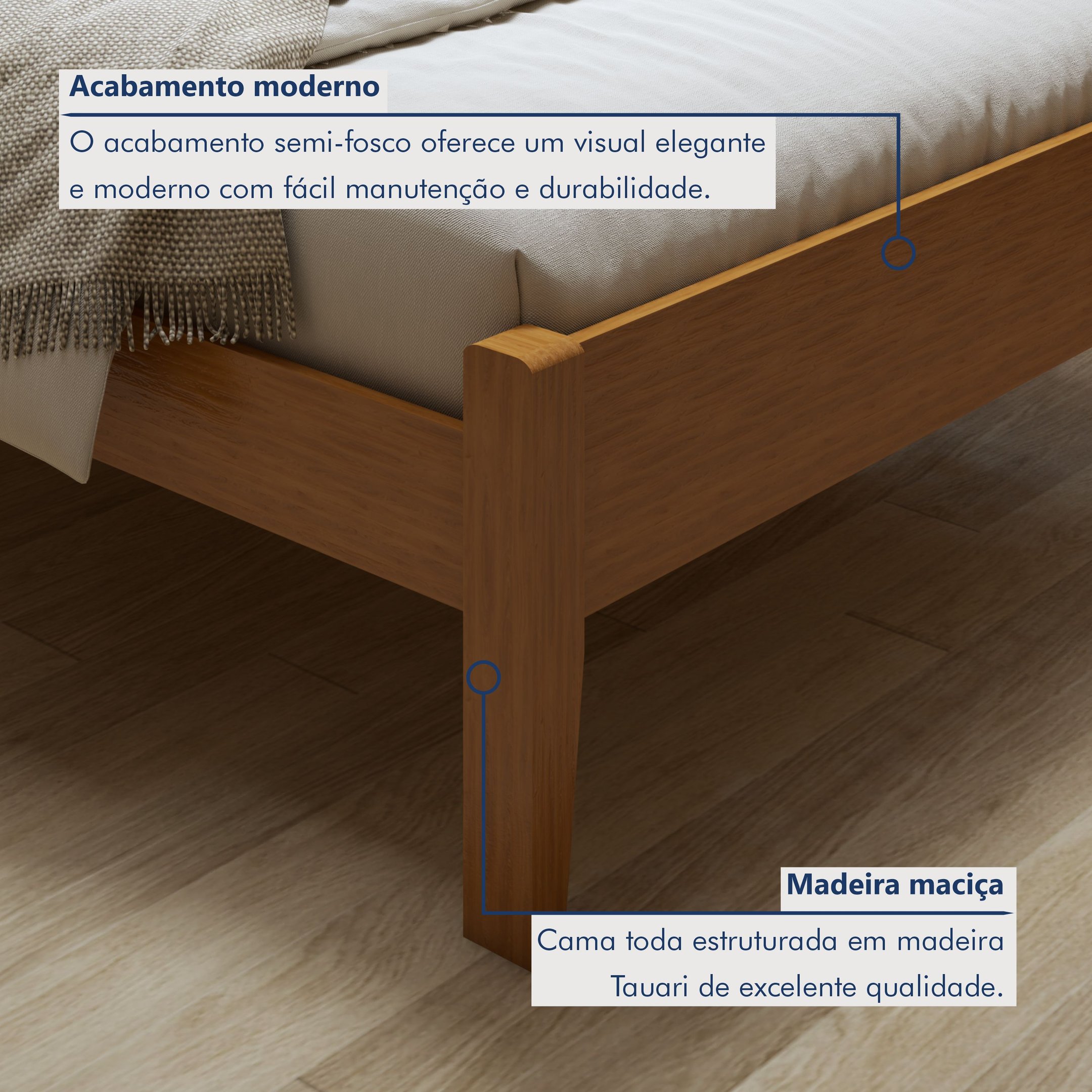 Cama Casal 140cm Turca Slim em Madeira Maciça - 2