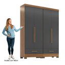 Ver imagem 4 de Quarto Modulado 100% MDF 2 Peças 4 Portas 2 Gavetas Smart Plus Espresso Móveis Bege/Cinamomo/Chumbo