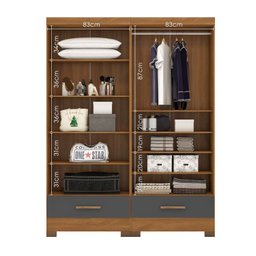 Quarto Modulado 2 Peças 4 Portas 2 Gavetas Smart Plus Espresso Móveis - 7