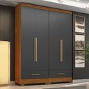 Ver imagem 1 de Quarto Modulado 100% MDF 2 Peças 4 Portas 2 Gavetas Smart Plus Espresso Móveis Bege/Cinamomo/Chumbo