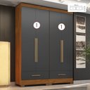 Ver imagem 3 de Quarto Modulado 100% MDF 2 Peças 4 Portas 2 Gavetas Smart Plus Espresso Móveis Bege/Cinamomo/Chumbo