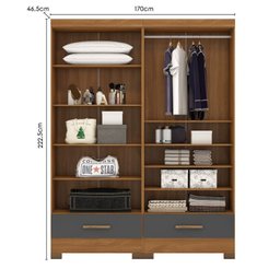 Quarto Modulado 2 Peças 4 Portas 2 Gavetas Smart Plus Espresso Móveis - 6